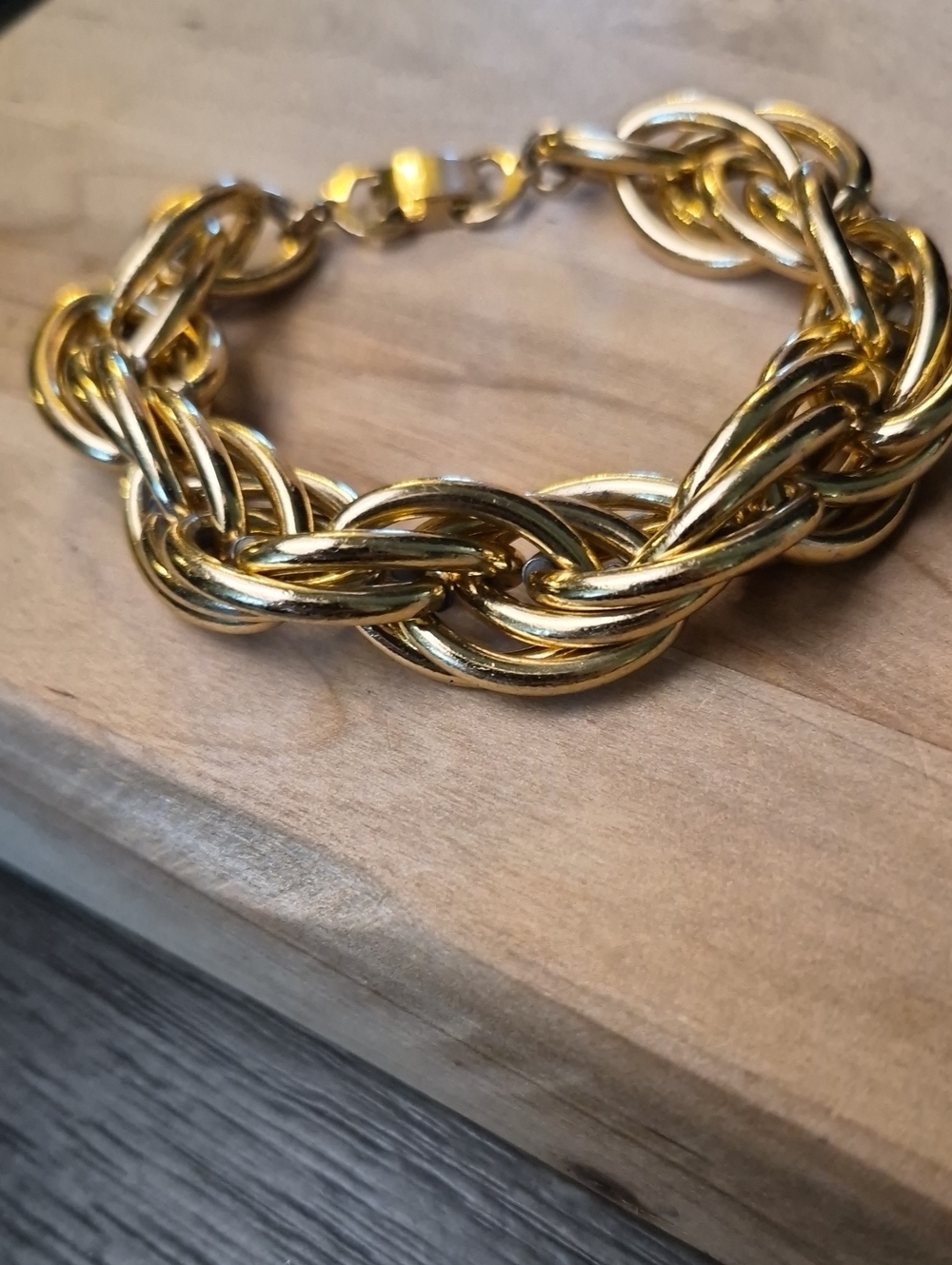 Gold-Tone Chunky Link Necklace - Fine Chain And Chunky Bracelet - Picture 10 of 14